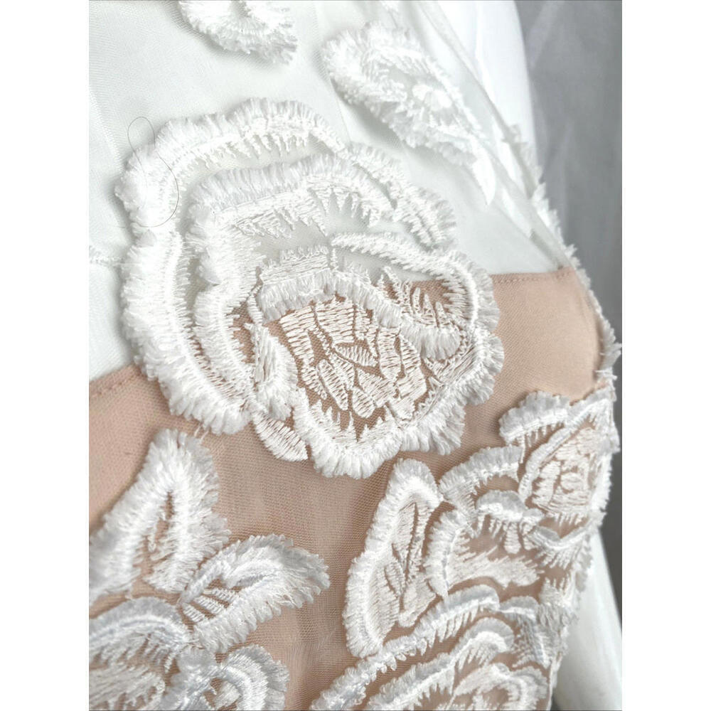 Reiss Meghan Floral Lace Dress White Mesh Nude US-6 Medium M Party - Picture 8 of 9